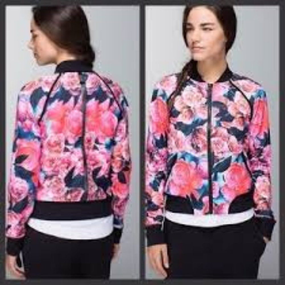 *Rare*Lululemon Floral Bomber Jacket - Pink and Black